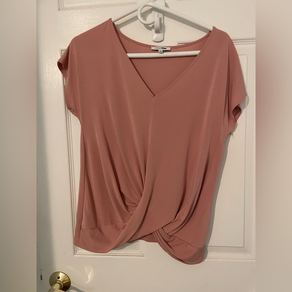 Fashion Nova Blush Pink Draped Blouse